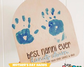 Muttertag Hands Down | Muttertagsbrett | handabdruck | Oma Geschenke | Kinderhandabdruck | Geschenke zum Muttertag | Nan | Geschenke für Nanna