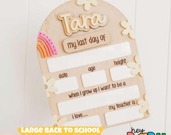 GRANDE lavagna per il ritorno a scuola BOHO BLOOM / Lavagna personalizzata per il primo giorno / Cartello per il ritorno a scuola / Foto di scena per la scuola / Targa per il primo giorno / Arcobaleno