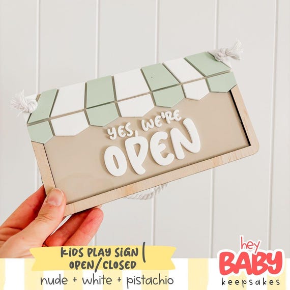 Personalised Child's Play Area Open/Closed Sign | Double Sided | Kitchen Sign | Kids Cafe | Imaginative Play | Kids Sign | Pretend Play Shop