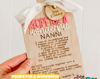 Recipe for a Wonderful Grandmother | Mother's Day Gift | Magnet | Plaque | Personalised | Gift for Her | Nan | Custom Mother's Day Present