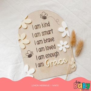 Personalised Daily Affirmation Plaque | DAISY | Daisy Decor | Children's Room | Baby Gift | Baby Shower | Trending | Australia | Girls Room