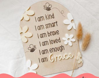 Personalised Daily Affirmation Plaque | DAISY | Daisy Decor | Children&#39;s Room | Baby Gift | Baby Shower | Trending | Australia | Girls Room