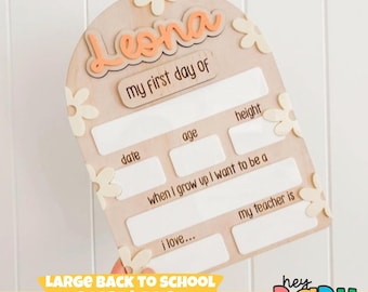 LARGE Back to School-bestuur DAISY | Gepersonaliseerd bord voor de eerste dag | Terug naar school-bord | Fotorekwisiet voor school | Plaquette Eerste Dag