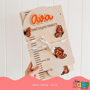 Personalisierte Wachstumstabelle - SCHMETTERLING | Kinderzimmer | Messlatte für Kinder | Kinder Dekor | Kinderandenken | Mädchenzimmer | Wand Messlatte