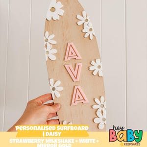Personalised Surfboard Name Plaque DAISY | Surfer Theme | Coast Decor | Beach Theme| Coastal Theme Name |Trending | Neutral | Surfer Chick