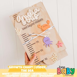 Personalised Growth Chart - UNDER THE SEA | Custom Made | Bespoke | Neutral | Kids Decor | Height Chart | Boys Room | Girls Room| Australia image 1