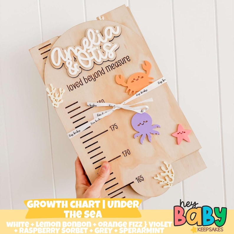 Personalised Growth Chart - UNDER THE SEA | Custom Made | Bespoke | Neutral | Kids Decor | Height Chart | Boys Room | Girls Room| Australia image 1