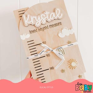 Personalisierte Wachstumstabelle - NIGHTS SKY | Minimalistischer Stil | Boho | Trending | Geschlechtsneutral | Messlatte mit Maß | Zoll | Cm