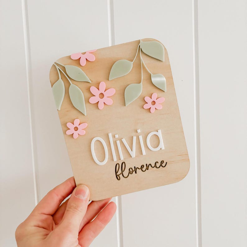 Daisy Name Plaque | Name Announcement Sign | Milestone Set | New Baby ...