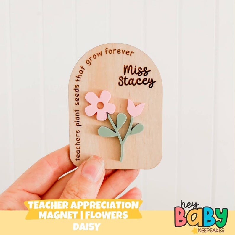 Fiori regalo per insegnanti / Personalizzati / Regalo per educatori / Magnete / Nome personalizzato / Regalo premuroso / Scuola / Regalo per studenti / Regalo per alunni / Grazie immagine 3