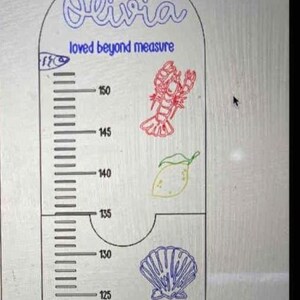 Personalisierte Wachstumstabelle - MITTELMEER | Neutrales Raumdekor | Amalfi-Thema | Acryl Wachstumstabelle | Holzlineal | Maße | Baby Höhe