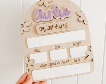 Back to School Board | Personalised My First Day Board | Back to School Sign | Photo Prop for School | First Day Plaque | WOODEN DAISIES