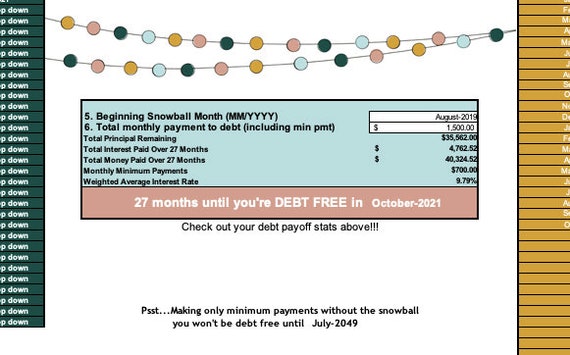 debt snowball calculator automatically calculates payoff date on debt snowballs avalanches snowball debt elimination calculator