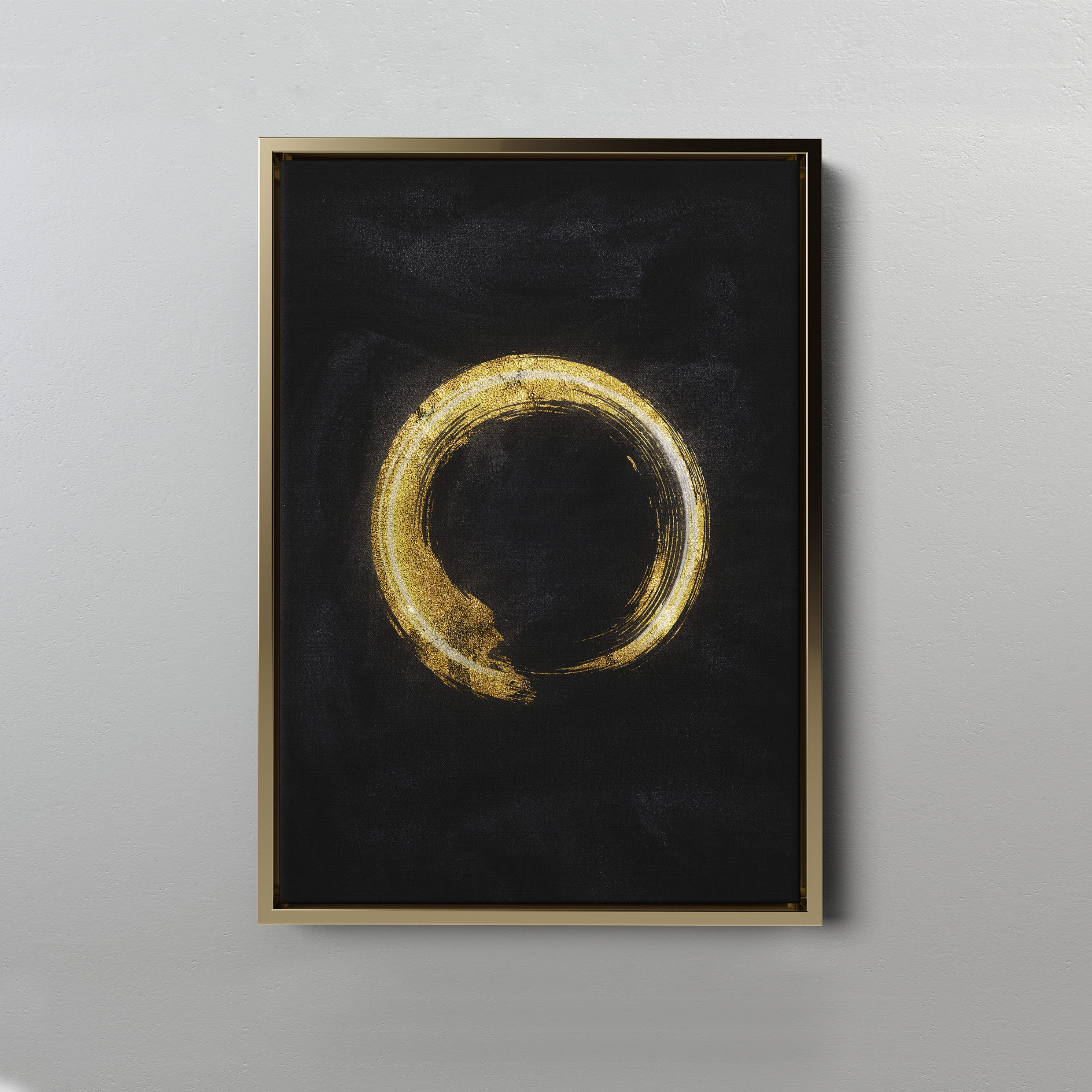 Ensō circle print Black and gold wall art Spiritual Buddha