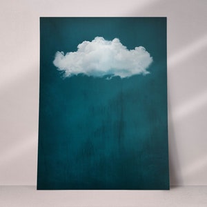 Teal Blue Cloud Print - Minimalist Wall Art for Stylish Interior decor