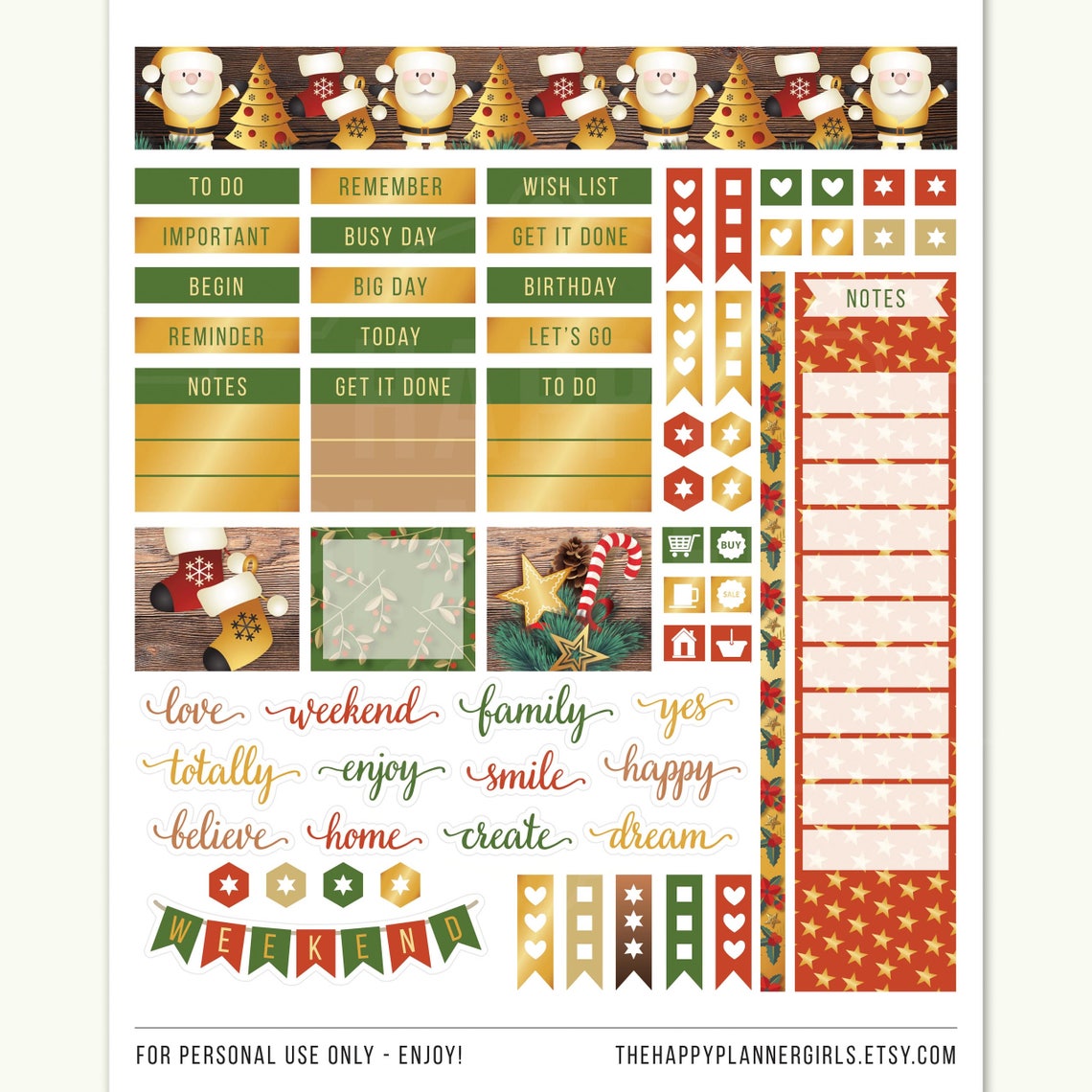 December Planner Stickers December Sticker Kit December | Etsy