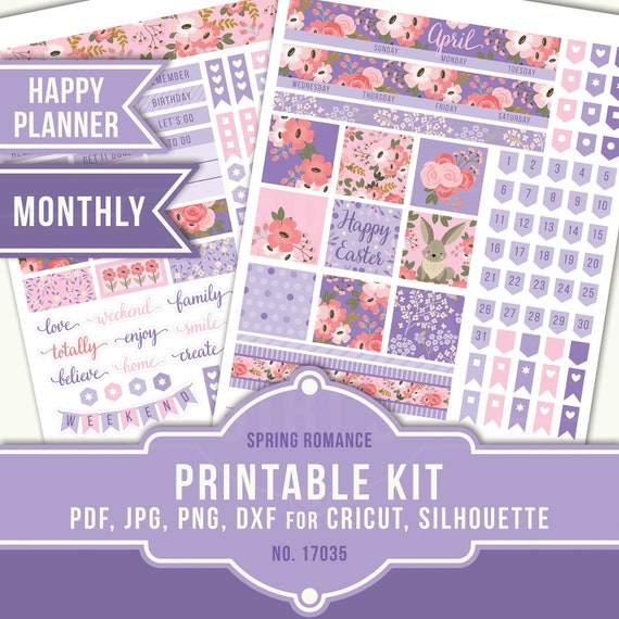 April Monthly Kit planner stickers made for ECLP or MAMBI Happy Planner Lavender Fields
