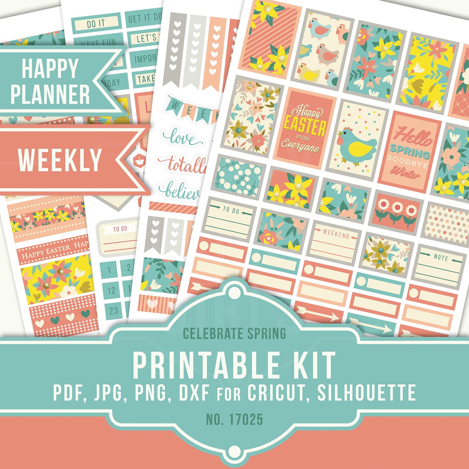 April Monthly April Planner 17025 April Planner Stickers Happy Planner April Easter Planner Stickers Spring Sticker Floral