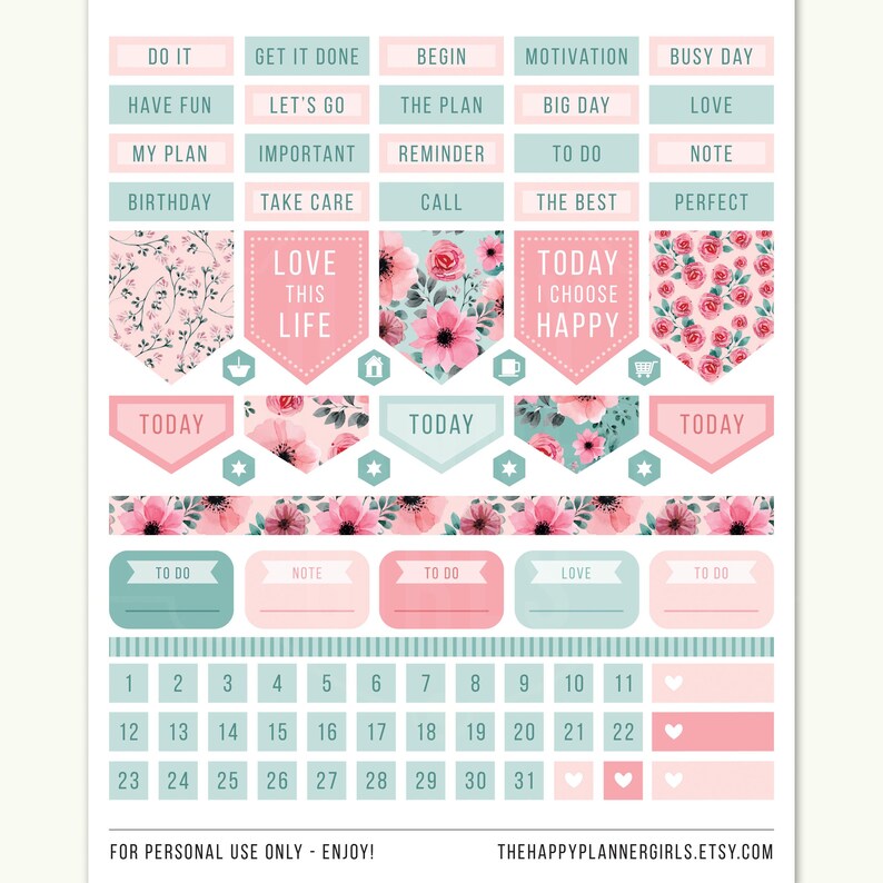 Erin Condren Planner Stickers Weekly Planner Stickers Floral Etsy