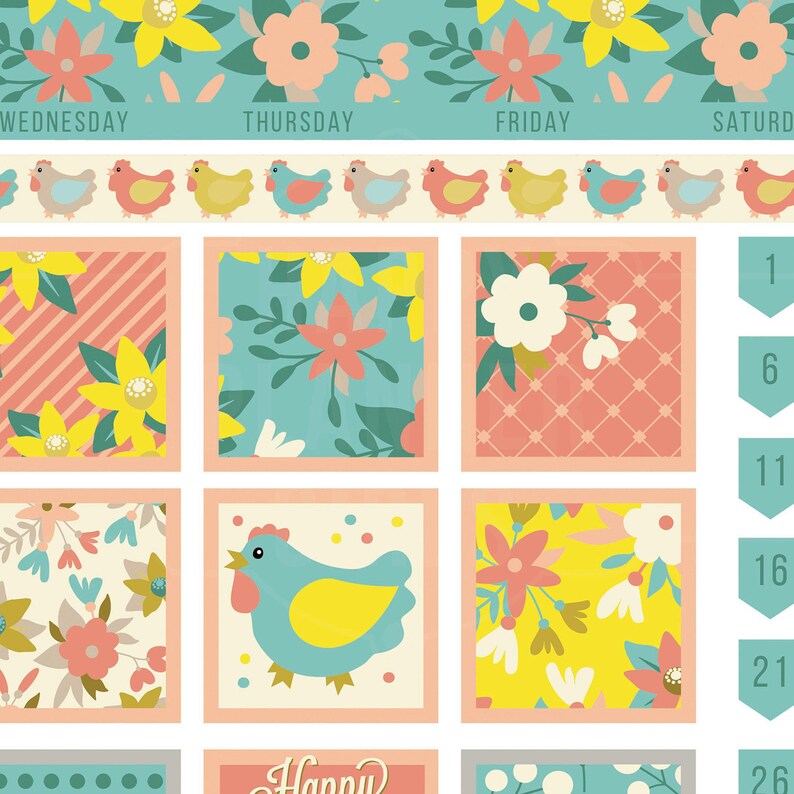April Monthly April Planner 17025 April Planner Stickers Happy Planner April Easter Planner Stickers Spring Sticker Floral