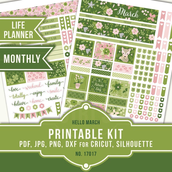 Shamrock Kit kit-34 Patrick/'s Day Budget Bundle Kit for Erin Condren Planners March 2020 St