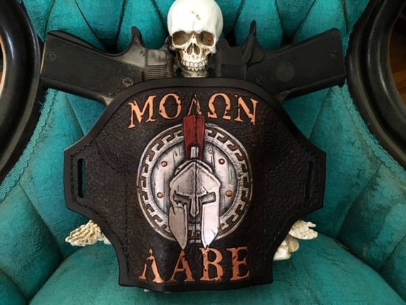 Leather Molon Labe Double Holster.