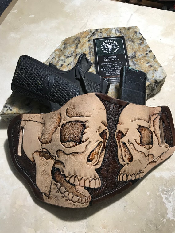 Leather Skull Holster plus Mag