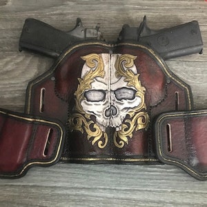 Leather Skull Lower Back Double 1911  Holster.
