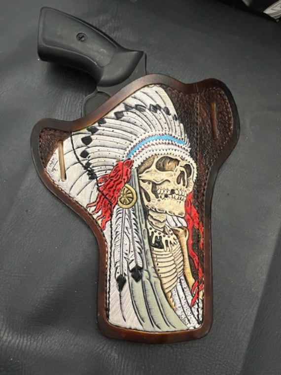 Leather Indian Skull Holster.