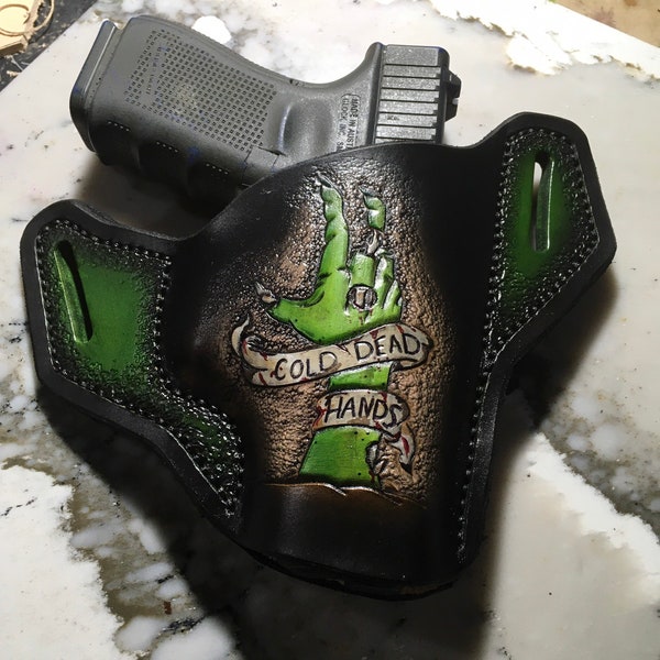 Funda de cuero frío de mano muerta.