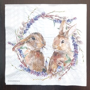 Serviettes de table à découper - lot de 4 - serviettes en papier à déjeuner pour décoration Papier à découper Petits lapins pour décoration de Pâques Lièvre