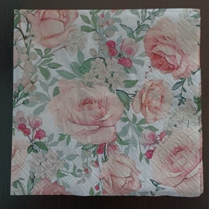 Decoupage Papier Servietten: Frühling Rosen, 4er-Set