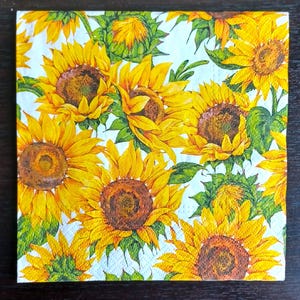 Sunflower Decoupage Napkins - Set of 4, 3-Ply Paper (33x33 cm)