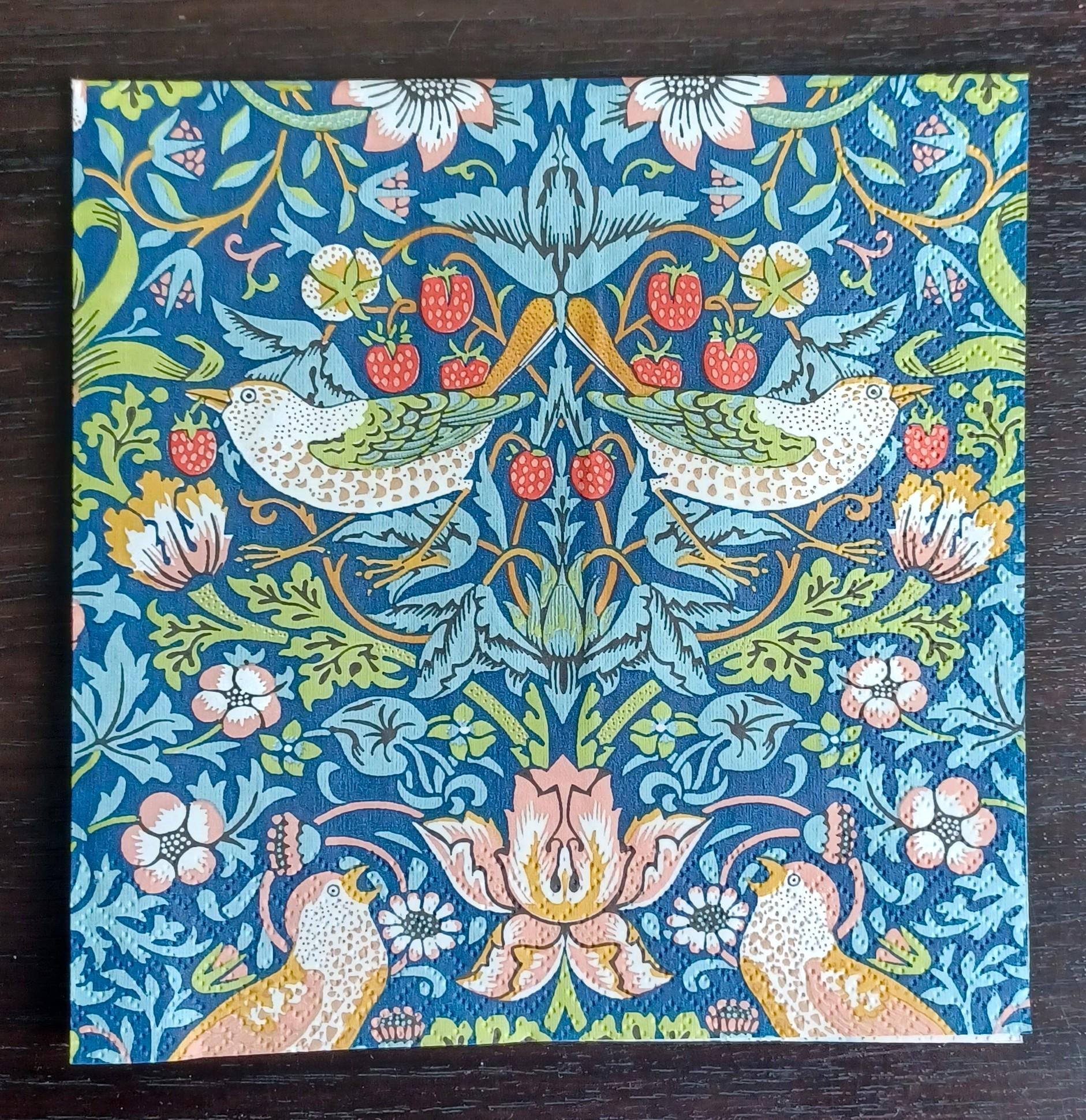 Strawberry Thief William Morris Black V&A IHR Paper Napkins 3 Ply 33 Cm