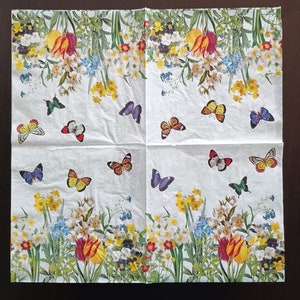 Servilletas de decoupage - conjunto de 4 - almuerzo Servilletas de papel para flores de decoupage para servilletas de flores de decoupage Servilletas de mariposas Servilletas de mariposas Decoupage