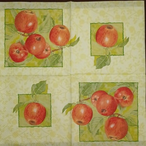Tovaglioli per decoupage - set di 2 - pranzo Tovaglioli di carta per decoupage Carta per decoupage Mela per tovaglioli per decoupage Piante