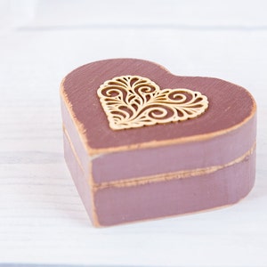 Rustic Wedding Ring Box Wooden Box Wedding Ring Box Engagement Ring Box Alternative Ring Pillow Ring Bearer Wedding Decor Heart Ring Box