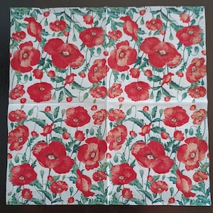 Guardanapos de Decoupage - conjunto de 4 - almoço Guardanapos de Papel para Decoupage Papel para Decoupage Flores para Decoupage Guardanapos Papoilas Decoupage