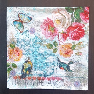 Tovaglioli per decoupage - set da 4 - tovaglioli di carta pranzo per decoupage Carta per decoupage Fiori per decoupage Tovaglioli di rose Tovaglioli d'amore