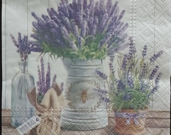 Lavendel decoupage servetten: set van 4 papieren lunchservetten