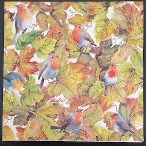 Autumn Birds Decoupage Napkins - Set of 4 - 3-Ply