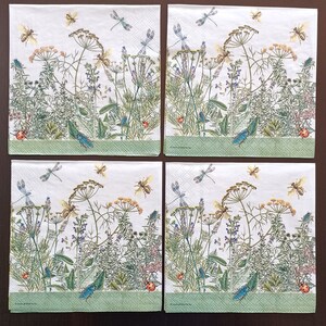Servilletas de decoupage - juego de 4 - almuerzo Servilletas de papel para flores de decoupage para servilletas de flores de decoupage