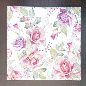 Tovaglioli per decoupage - set da 4 - tovaglioli di carta pranzo per decoupage Carta per decoupage Fiori per decoupage Tovaglioli di rose Tovaglioli d'amore