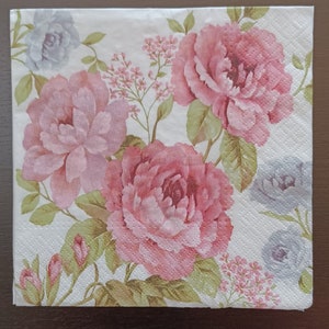 Decoupage Servietten - 4er Set - Lunch Papierservietten für Decoupage Papier für Decoupage Rosen für Decoupage Servietten Frühlingsservietten