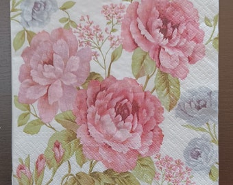 Rose Decoupage Napkins - Set of 4 Spring Paper Napkins