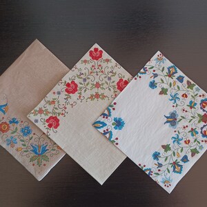 Decoupage Napkins - set of 6- lunch Paper Napkins for Decoupage Paper for Decoupage Traditional Polish Ornaments Three Different Napkins