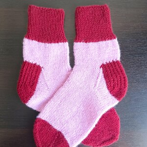 Hand Knit Wool Socks: Colorful Warm Socks with Lace