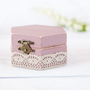 Rustic Wood Wedding Ring Box: Lace Decor, Engagement Ring Holder