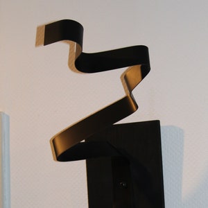 Great Modern Abstract Wood Aluminum Artist Wall Sculpture &quot;ECG BLACK EDITION&quot; 83 cm Wall sculpture