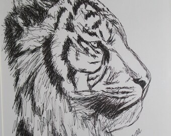 TIGER I Drawing Ink Framed 30 X 40 Cm Hand-painted Unique - Etsy